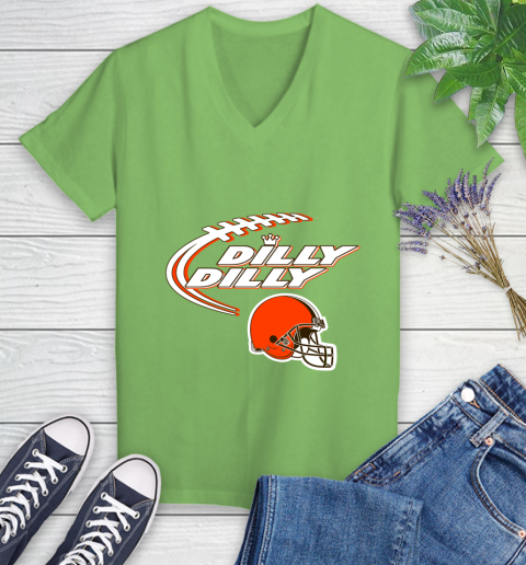 NFL Cleveland Browns Dilly Dilly Football Sports Women's V-Neck T-Shirt 11