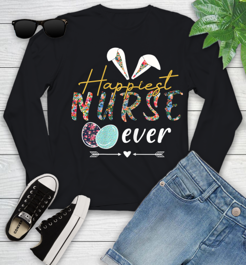 Nurse Shirt Funny Flower Bunny Happiest Nurse Ever Easter 2020 Gift T Shirt Youth Long Sleeve