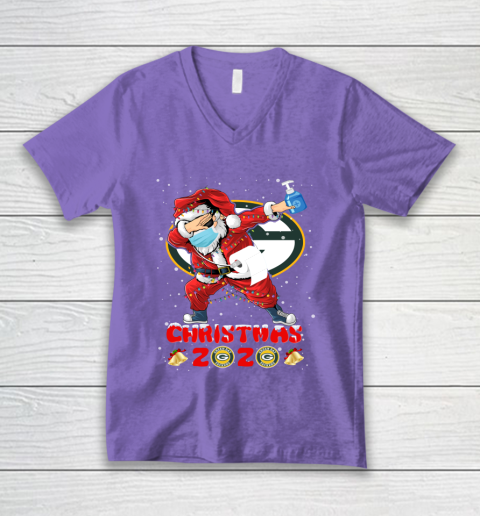 Green Bay Packers Funny Santa Claus Dabbing Christmas 2020 NFL V-Neck T-Shirt 8