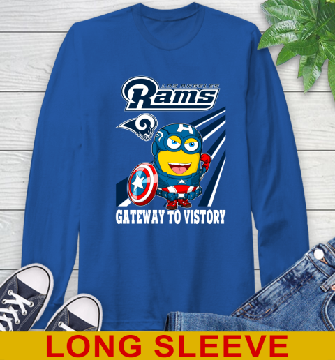 NFL Football Los Angeles Rams Captain America Marvel Avengers Minion Shirt Long Sleeve T-Shirt 11