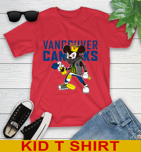 Vancouver Canucks NHL Hockey Mickey Peace Sign Sports Youth T-Shirt 10
