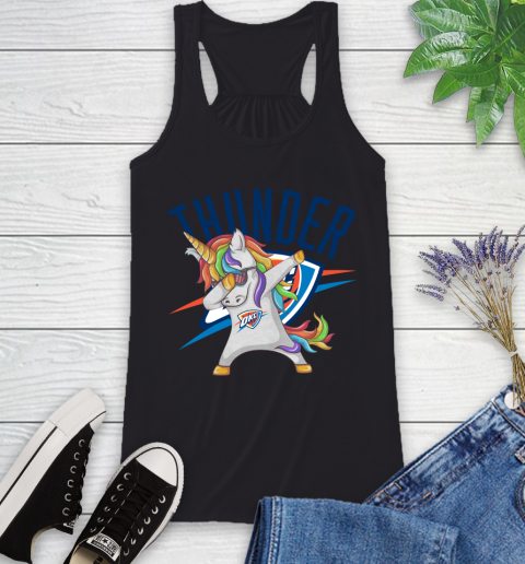 Oklahoma City Thunder NBA Basketball Funny Unicorn Dabbing Sports Racerback Tank 2