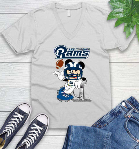 NFL Los Angeles Rams Mickey Mouse Disney Super Bowl Football T Shirt V-Neck T-Shirt