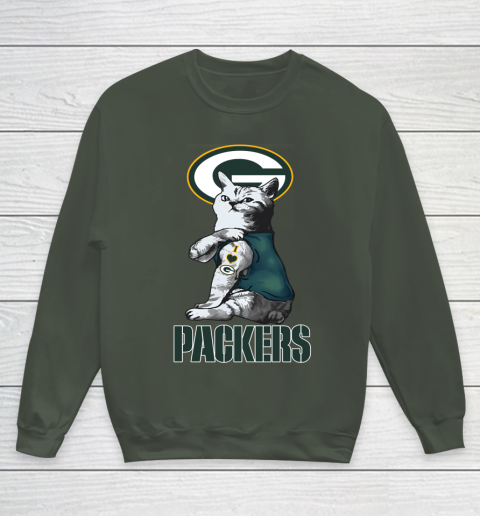 NFL Football My Cat Loves Green Bay Packers Youth Sweatshirt 8