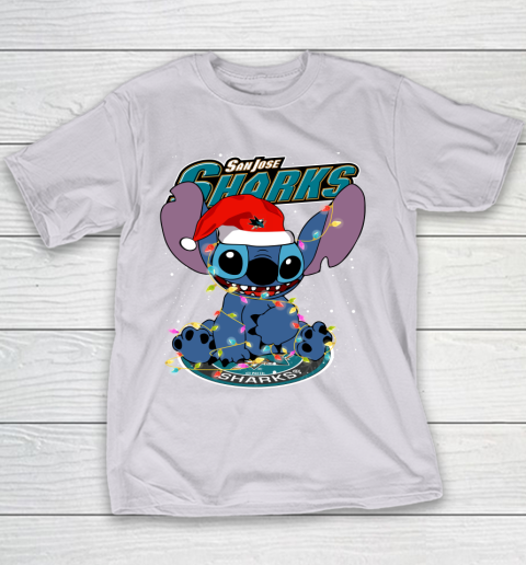 San Jose Sharks NHL Hockey noel stitch Christmas Youth T-Shirt 2