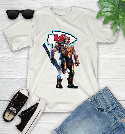 NFL Thanos Gauntlet Avengers Endgame Football Kansas City Chiefs Youth T-Shirt