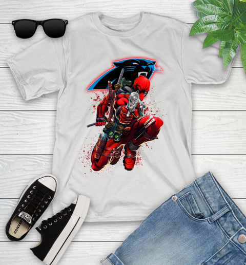 NFL Deadpool Marvel Comics Sports Football Carolina Panthers Youth T-Shirt