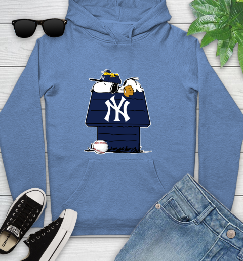 MLB New York Yankees Snoopy Woodstock The Peanuts Movie Baseball T Shirt Youth Hoodie 12