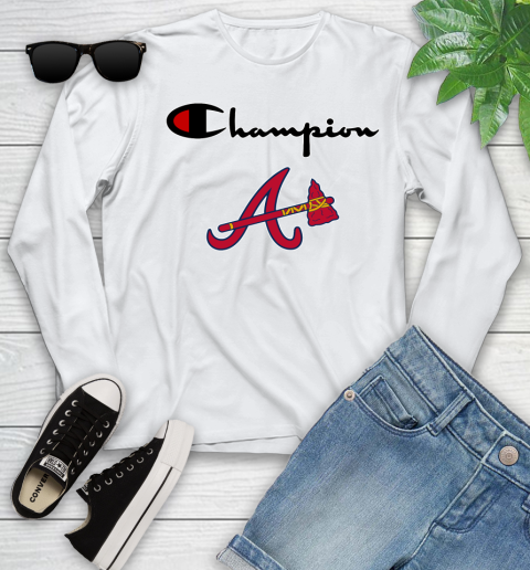 MLB Baseball Atlanta Braves Champion Shirt Youth Long Sleeve