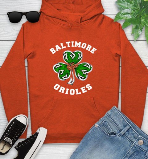 MLB Baltimore Orioles Three Leaf Clover St Patrick's Day Baseball Sports Youth Hoodie 4