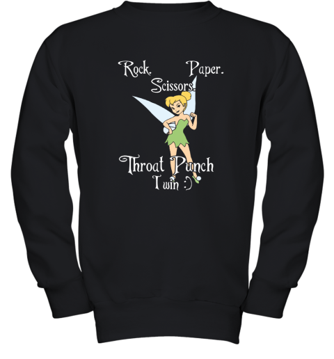 Rock Paper Scissors Throat Punch I Win Tinker Bell Youth Sweatshirt
