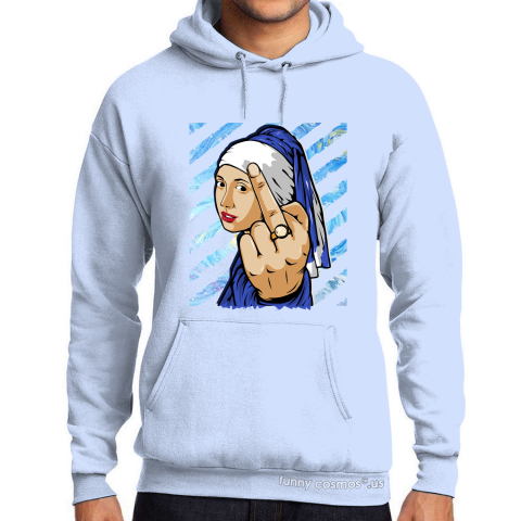 Air Jordan 1 Game Royal Matching Sneaker Tshirt The girl With The Pearl Earing Middle Finger Blue and White Jordan Tshirt