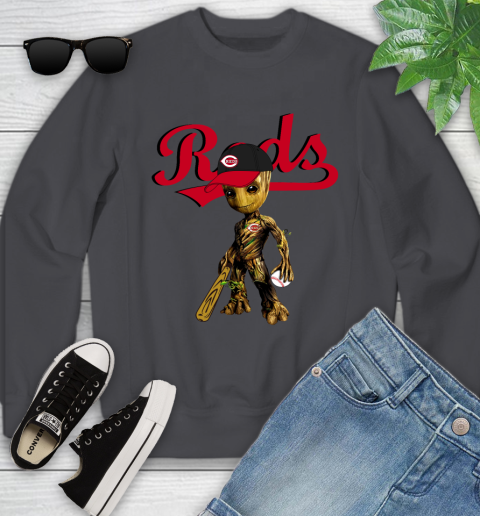 MLB Cincinnati Reds Groot Guardians Of The Galaxy Baseball Youth Sweatshirt 6