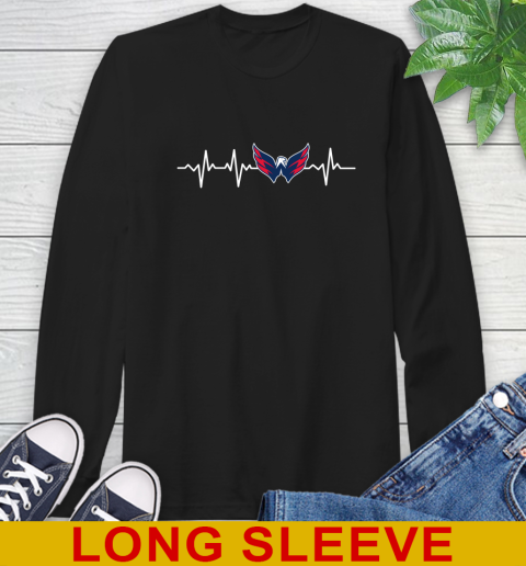 Washington Capitals NHL Hockey Heart Beat Shirt Long Sleeve T-Shirt