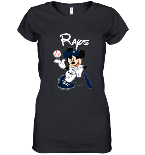 Baseball Mickey Team Tampa Bay Rays Women's V-Neck T-Shirt