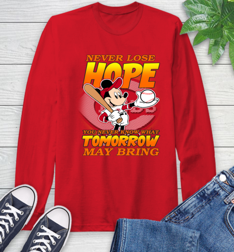 Cincinnati Reds MLB Baseball Mickey Disney Never Lose Hope Long Sleeve T-Shirt 11