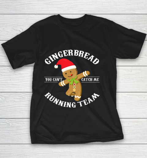 Gingerbread Running Team Graphic Christmas Shirt Funny Xmas Youth T-Shirt