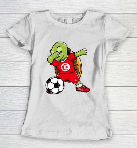 Dabbing Turtle Tunisia Soccer Fans Jersey Tunisian Football Women's T-Shirt