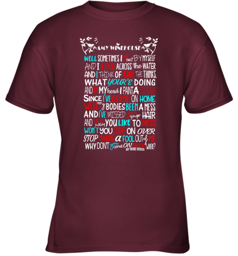 vlst amy winehouse valerie song lyrics shirts youth t shirt 26 front maroon