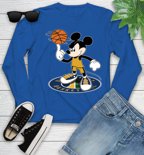 NBA Basketball Utah Jazz Cheerful Mickey Disney Shirt Youth Long Sleeve 10