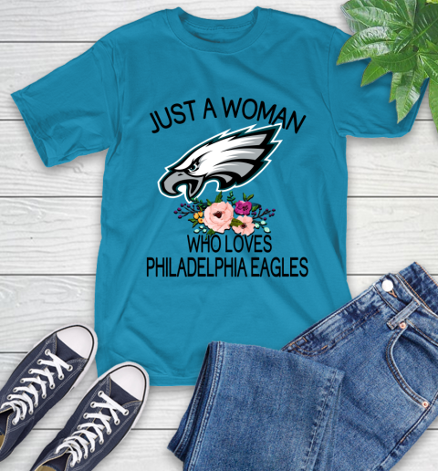 NFL Just A Woman Who Loves Philadelphia Eagles Football Sports T-Shirt 7