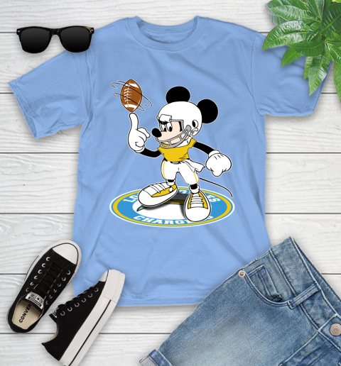 NFL Football Los Angeles Chargers Cheerful Mickey Disney Shirt Youth T-Shirt 11