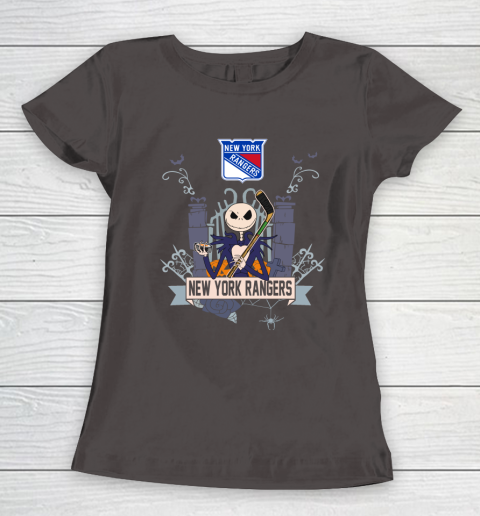 NHL New York Rangers Hockey Jack Skellington Halloween Women's T-Shirt 7