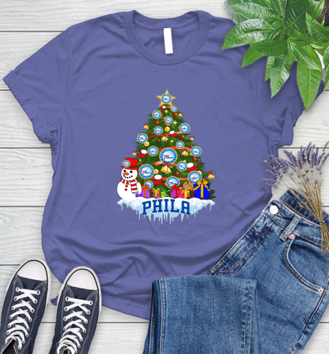 Philadelphia 76ers Merry Christmas NBA Basketball Sports Women's T-Shirt 11