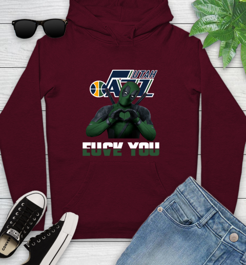 NBA Utah Jazz Deadpool Love You Fuck You Basketball Sports Youth Hoodie 7