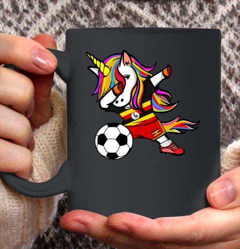 Funny Dabbing Unicorn Uganda Football Ugandan Flag Soccer Ceramic Mug 11oz