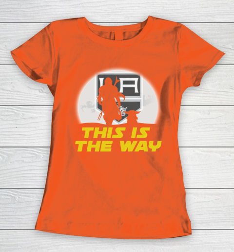 Los Angeles Kings NHL Ice Hockey Star Wars Yoda And Mandalorian This Is The Way Women's T-Shirt 3