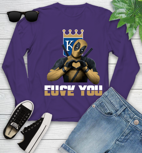 MLB Kansas City Royals Deadpool Love You Fuck You Baseball Sports Youth Long Sleeve 4