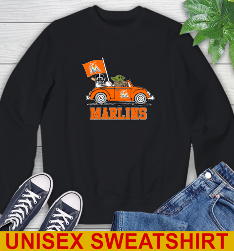 MLB Baseball Miami Marlins Darth Vader Baby Yoda Driving Star Wars Shirt Sweatshirt 2