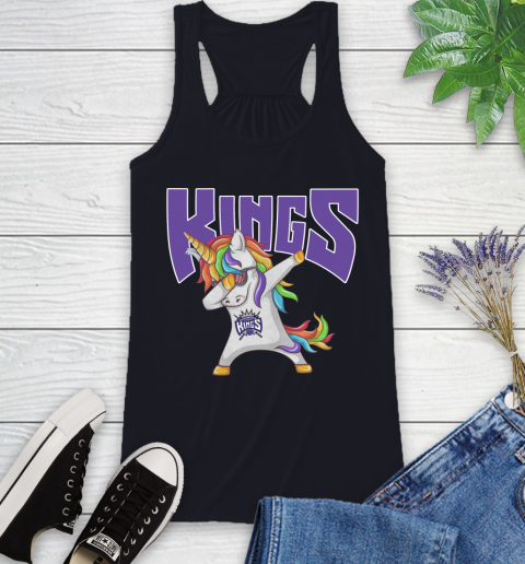 Sacramento Kings NBA Basketball Funny Unicorn Dabbing Sports Racerback Tank 10