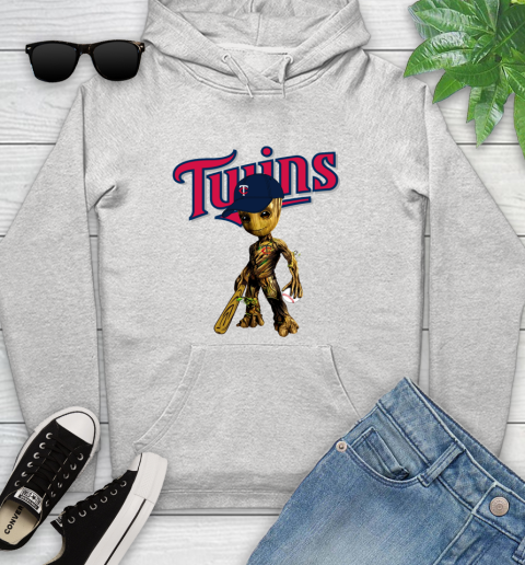 MLB Minnesota Twins Groot Guardians Of The Galaxy Baseball Youth Hoodie