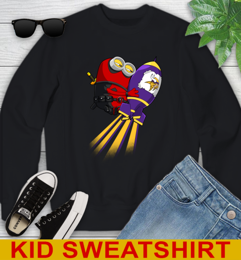 NFL Football Minnesota Vikings Deadpool Minion Marvel Shirt Youth Sweatshirt