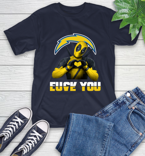 NHL San Diego Chargers Deadpool Love You Fuck You Football Sports T-Shirt 3