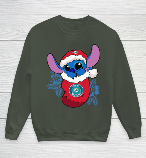 Miami Dolphins Christmas Stitch In The Sock Funny Disney NFL Youth Sweatshirt 10