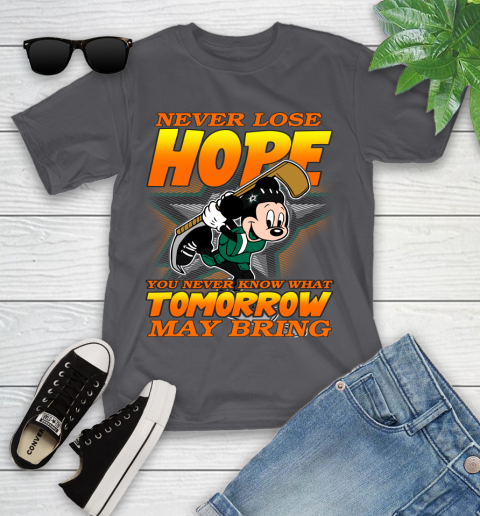 Dallas Stars NHL Hockey ootball Mickey Disney Never Lose Hope Youth T-Shirt - Image 7