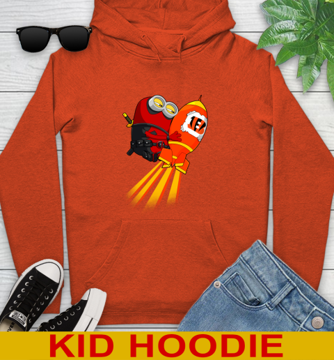 NFL Football Cincinnati Bengals Deadpool Minion Marvel Shirt Youth Hoodie 4