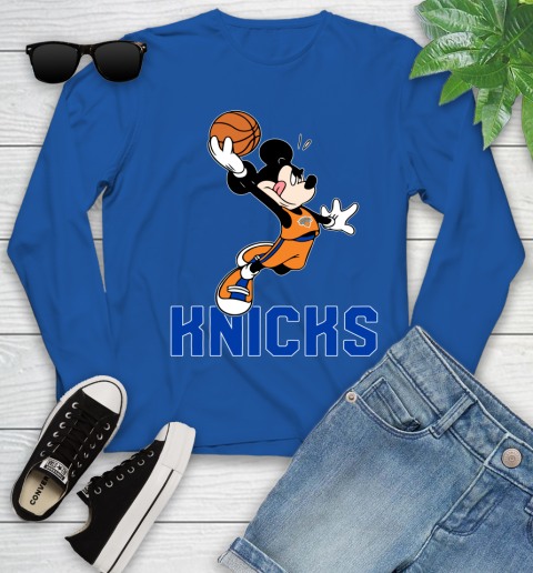 NBA Basketball New York Knicks Cheerful Mickey Mouse Shirt Youth Long Sleeve 10