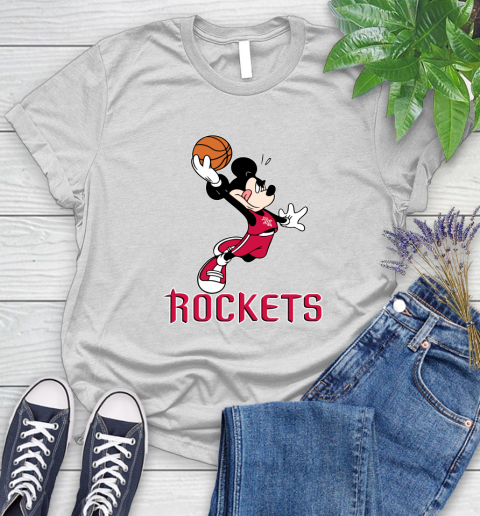 NBA Basketball Houston Rockets Cheerful Mickey Mouse Shirt Women's T-Shirt 2