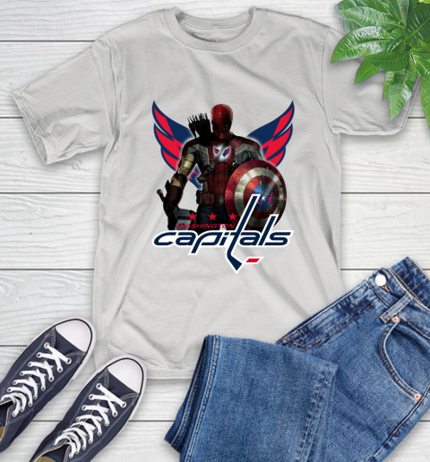 NHL Captain America Thor Spider Man Hawkeye Avengers Endgame Hockey Washington Capitals T-Shirt