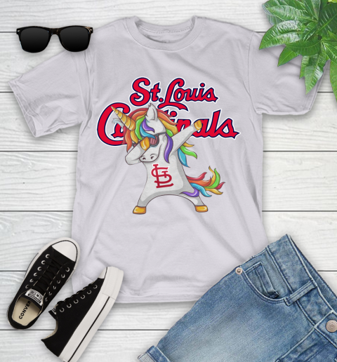 St.Louis Cardinals MLB Baseball Funny Unicorn Dabbing Sports Youth T-Shirt 4