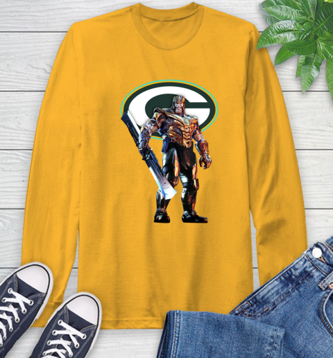 NFL Thanos Gauntlet Avengers Endgame Football Green Bay Packers Long Sleeve T-Shirt 3
