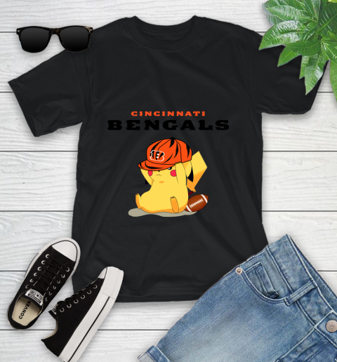 NFL Pikachu Football Sports Cincinnati Bengals Youth T-Shirt 2