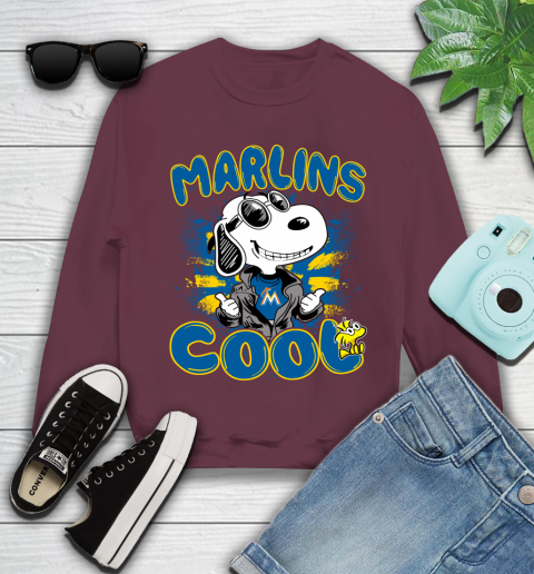 MLB Baseball Miami Marlins Cool Snoopy Shirt Youth Sweatshirt 3