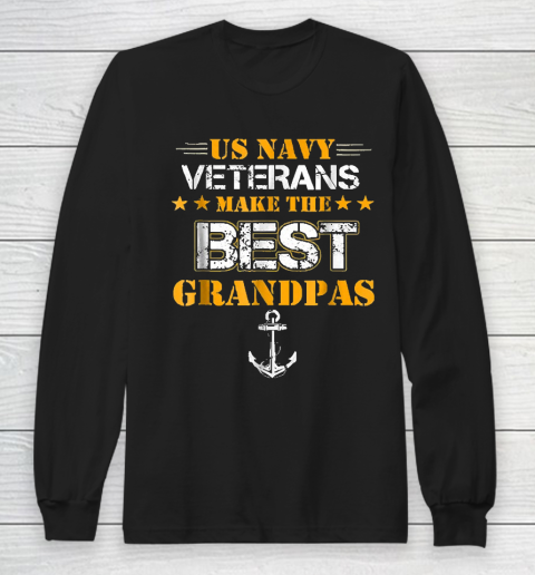 Grandpa Funny Gift Apparel  Us Navy Veterans Make The Best Grandpas Faded Long Sleeve T-Shirt