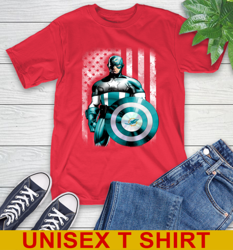 Miami Dolphins NFL Football Captain America Marvel Avengers American Flag Shirt T-Shirt 12