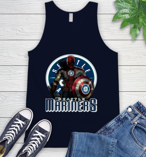 MLB Captain America Thor Spider Man Hawkeye Avengers Endgame Baseball Seattle Mariners Tank Top 3